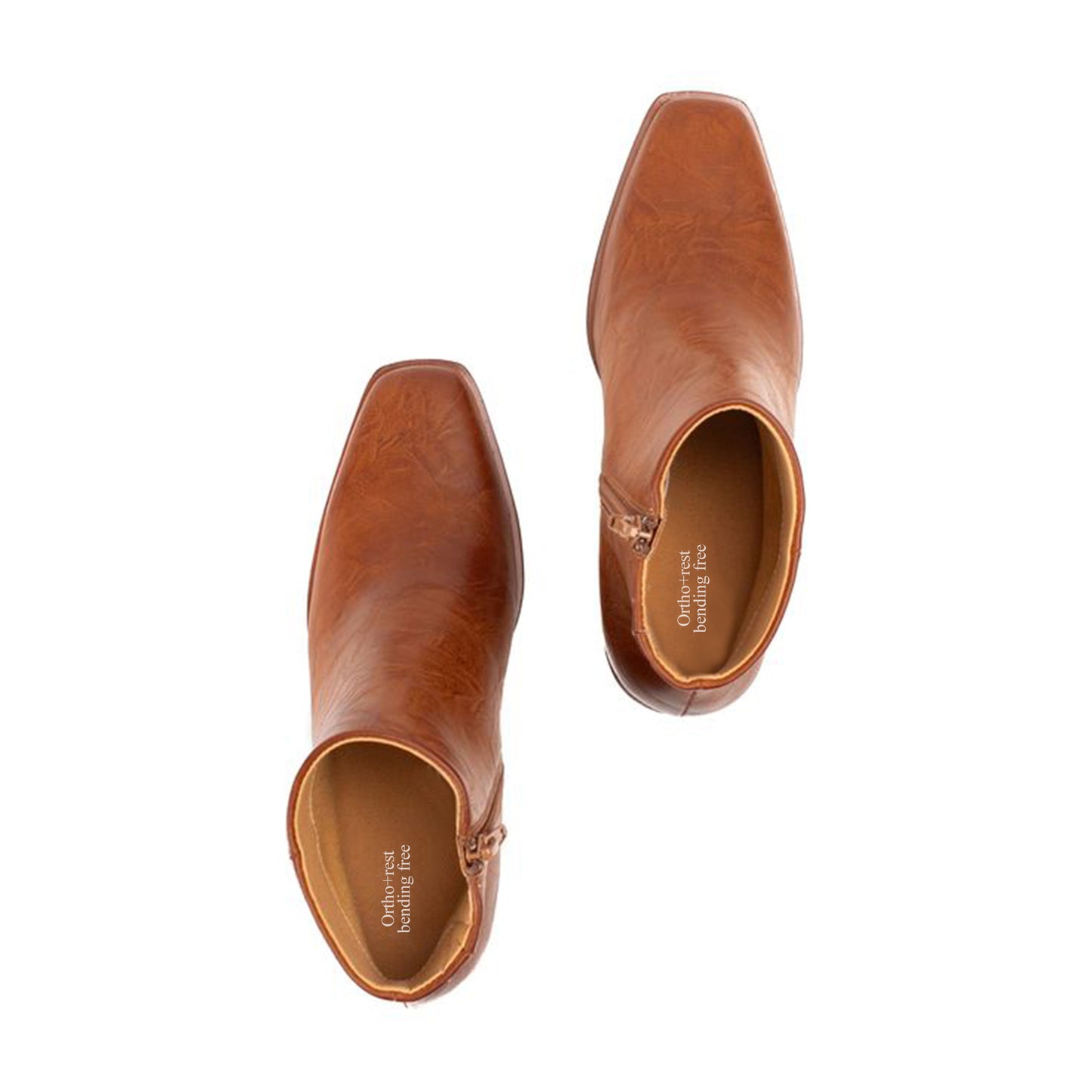 Ortho+rest bending free Women's Ankle Boots Square Toe Stacked Heel Booties